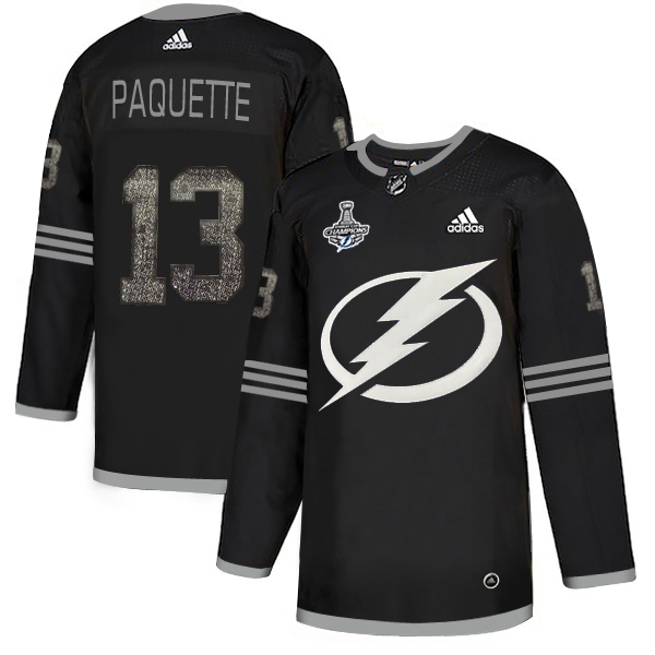 Men Adidas Tampa Bay Lightning #13 Cedric Paquette Black Authentic Classic 2020 Stanley Cup Champions Stitched NHL Jersey->tampa bay lightning->NHL Jersey